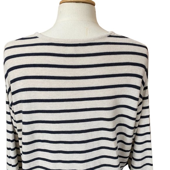 J. Jill Mariner Striped Damask Nautical Lace Up Lightweight Knit Pullover-L - Picture 9 of 13